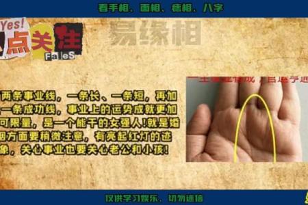 图解：手相中的事业线算命意义是
