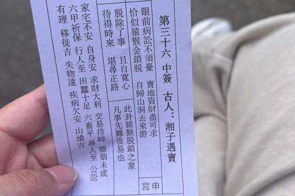 境主灵签三十六