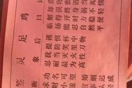 侯王灵签对照表